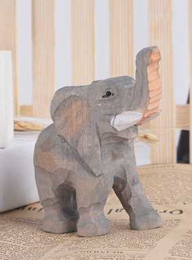 新款直销手工雕刻木雕小象摆件可爱小动物木制工艺品居装饰品8