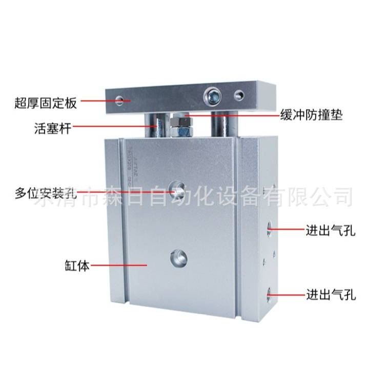 亚德客型双轴气缸TR6X10S TR10X20S TR16X30S TR20X40S TR25X50S - 图2