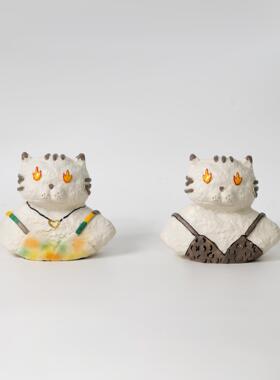 现代简约手猫咪绘软装饰品摆件玩萌几宠AKU样板潮间装饰茶书房客