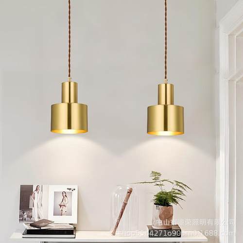 北欧现代简约金色单头吊灯客厅床头灯卧室玄关餐厅个性创意吧台灯 - 图1