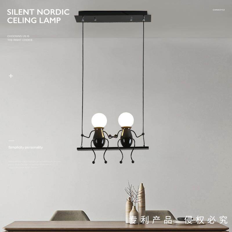 货源北欧现代简约铁艺吊灯创意个性走廊书房餐厅灯小人儿童灯,淘宝优惠券,粉丝福利购,淘宝优惠卷