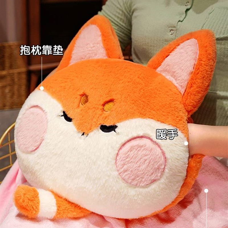 网红嘟嘟猫抱枕被子两用二合一午休枕头办公室午睡毯子汽车用靠枕 - 图2