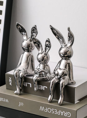 极速创意陶瓷兔子轻奢工艺品酒柜电视柜玄关家居简约北欧摆件装饰