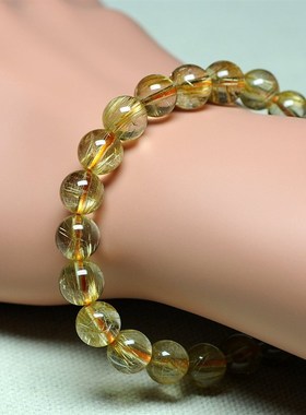 金发晶手链 男女款 金钛晶发丝黄发晶水晶手链手串 一物一图 饰品