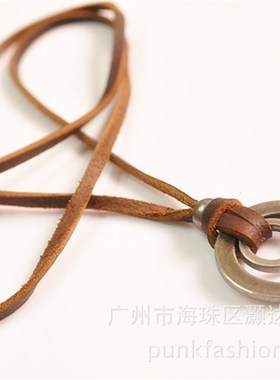 Necklace Personality Fashion Leather Ring Shape Long Necklac