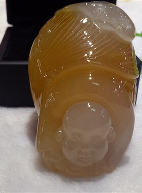 极速天然5A级翡翠色俏色黄翡皮玉米送子宝宝手把手玩 招财转运男