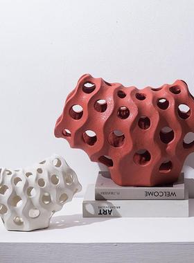 简约现代轻奢家居客厅珊瑚几何树脂创意摆件售楼处软装饰样板房间