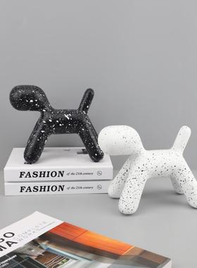 欧式轻奢抽象黑白气球斑点狗树脂摆件儿童房客厅卧室玄关家居饰品