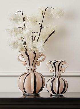 复古法式中古奶油风软装摆件手绘芬顿玻璃花器小花瓶高颜值配饰品