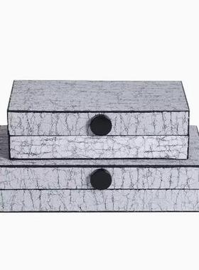 新中式银色裂纹现代轻奢意式极简创意个性客厅卧室装饰收纳盒摆件