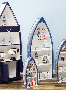 9ZRT地中海船柜客厅装饰品摆件海洋风船型收纳柜家居装饰木质摆