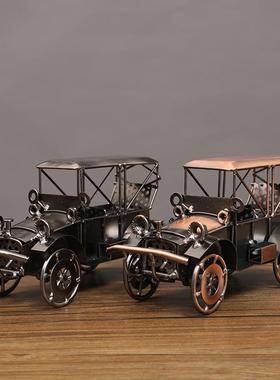 复古老爷车摆件客厅电视柜酒柜工业风汽车模型装饰摆设创意工艺品
