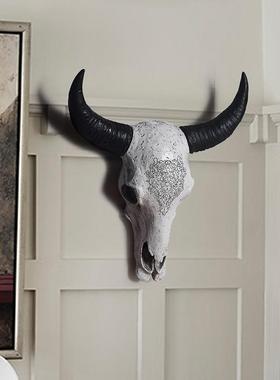 复古牛角骷髅壁挂创意咖啡屋酒吧家居客厅动物骨头背景墙饰挂饰