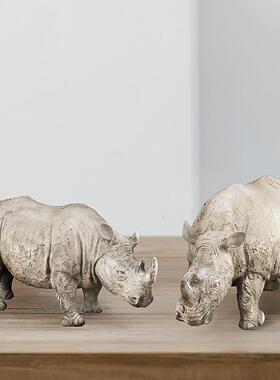 边贸真牛犀创意摆件酒店会所仿JBA客厅电视桌艺软装饰品树脂工品