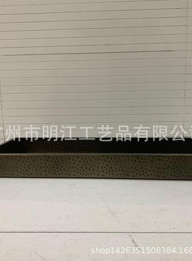 手敲打仿铜锤纹不锈钢青古铜花器凹凸面金属苔藓微景观盘装饰托盘