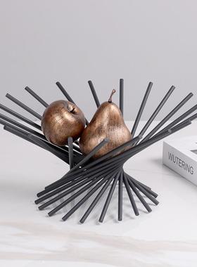 现TSY代样板房金属线条发散果厅盘放射果别墅酒店客装盆盘饰品托