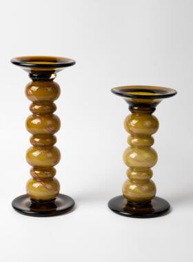 现代轻奢手工玻璃琉璃鎏金烛台蜡烛高级中古风家居摆件装饰样板间