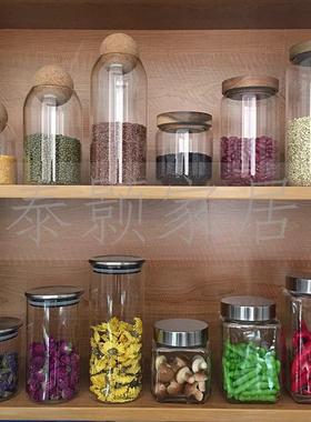 样板房厨房摆件收纳储物罐玻璃罐橱柜摆放装饰样板间软装搭配饰品