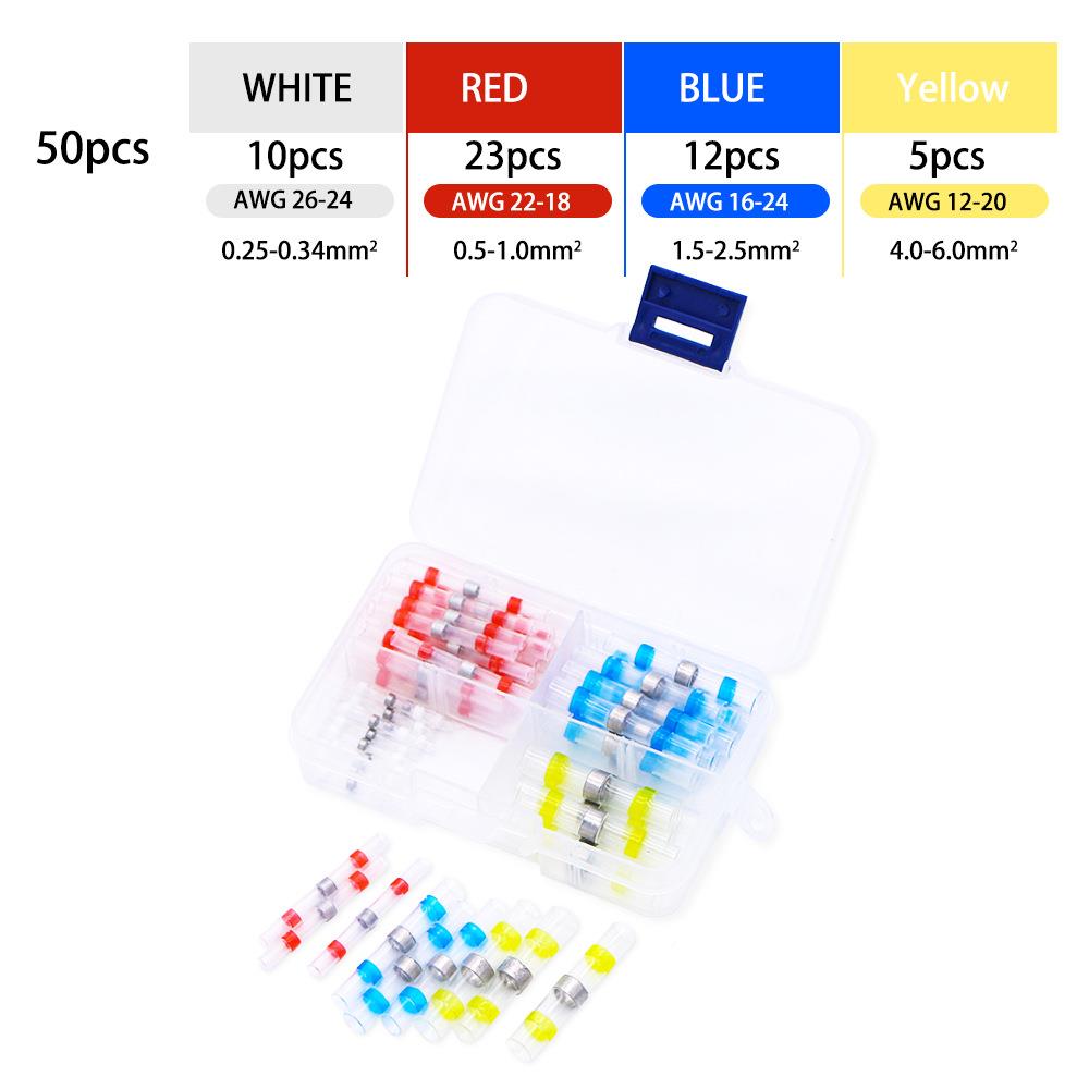 0/100pcs锡环热缩中接焊缩端子组合热管防水XAN接5线端子盒装 - 图2