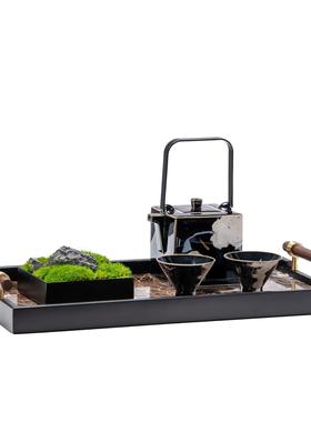 新中式客厅茶几装饰摆件轻奢高端托盘茶具组合样板间设计搭配摆设