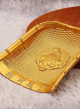 黄铜金簸箕米筛五谷丰登金属工艺品摆件乔迁客厅装饰品金蟾古玩