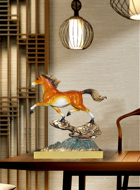 《平步青云》纯铜招财马摆件中式马到功成商务礼物送礼摆设工艺品