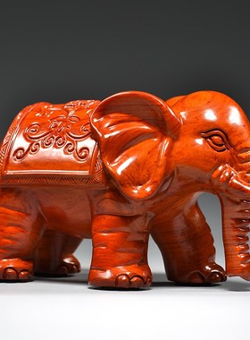 花梨木雕吸水大象实木摆件一对玄关客厅电视柜装饰工艺品乔迁送礼