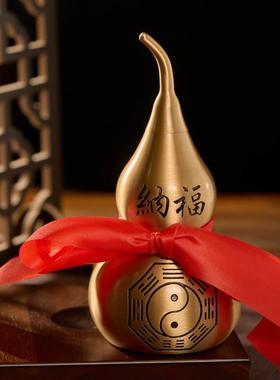 黄铜福字麒麟葫芦摆件拉丝百福葫芦葫芦装饰铜工艺品风水摆件饰品