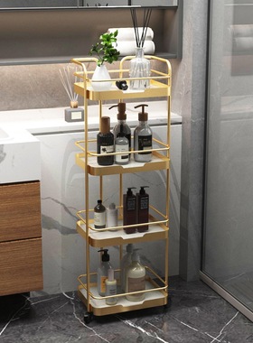 轻奢岩板b浴室置物架毛巾架落地卫生间多层隔板收纳洗手间浴巾架