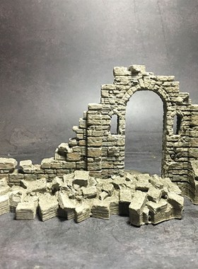 冬官手作 水泥鱼缸造景石摆件装饰E品残墙废墟断壁残垣 一步造景