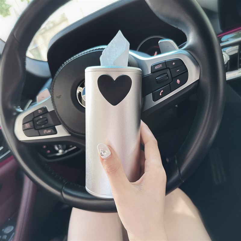 高级感车载纸巾盒可爱简r约车用抽纸盒卫生纸巾筒车内装饰女汽车 - 图1