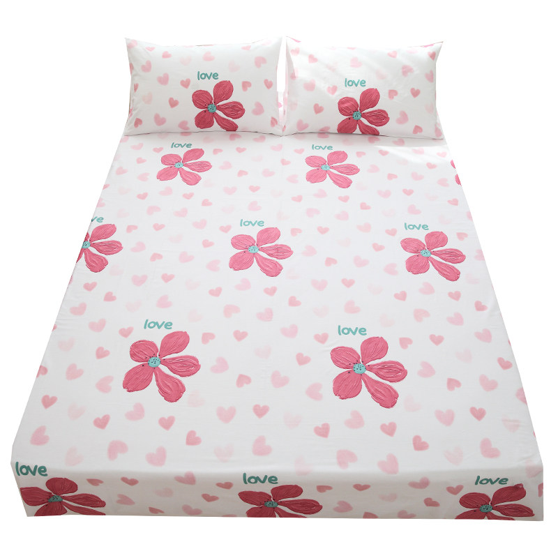 花和爱心纯棉床笠单件全棉床罩床垫保E护罩2023新款单人床单四件,淘宝优惠券,粉丝福利购,淘宝优惠卷