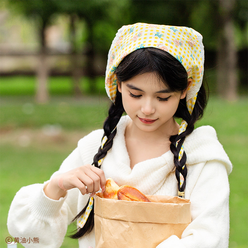 黄油小熊Butterbear可爱头巾蕾丝发箍女式薄款三角巾泰国田园发饰,淘宝优惠券,粉丝福利购,淘宝优惠卷