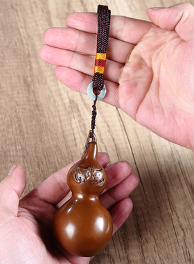 纯手工纯铜e葫芦摆件紫铜把玩精铜葫芦手把件室内桌面家居工艺装