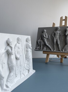 欧式创意轻奢立体浮雕复刻古希腊人物雕塑家N居装饰桌面立体画摆