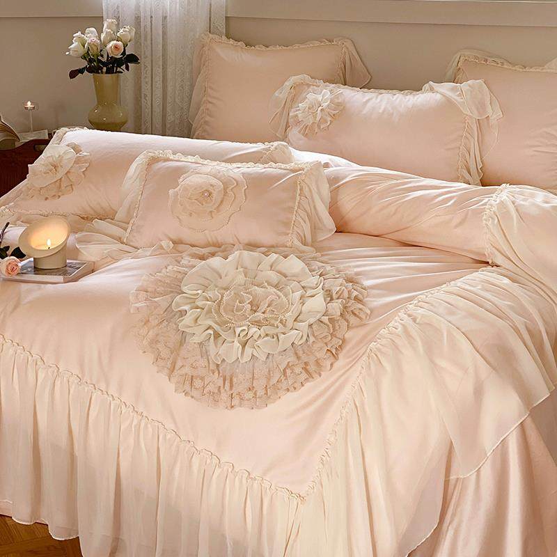 6L立体盘花韩公风长绒棉四主件套纯棉被F77JH5M7套床单1.式8米床,淘宝优惠券,粉丝福利购,淘宝优惠卷