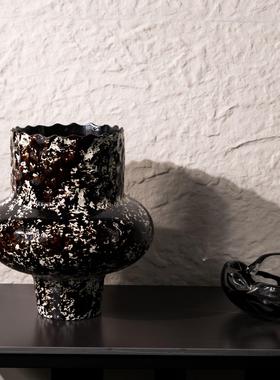 新中式树脂手绘花纹花器花瓶创意摆件桌面玄关装饰品样板间民宿