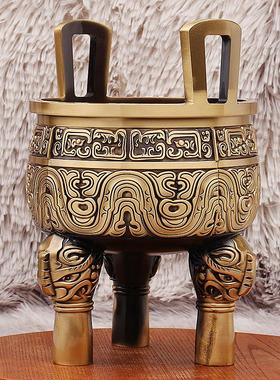 铜摆件仿古千秋克鼎家居店铺开业装饰宗庙老物件三足鼎金属工艺品