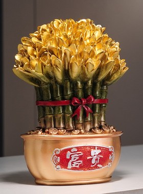 财富节节高升富贵竹摆件送领导乔迁新居礼品家居客厅玄关招财摆件