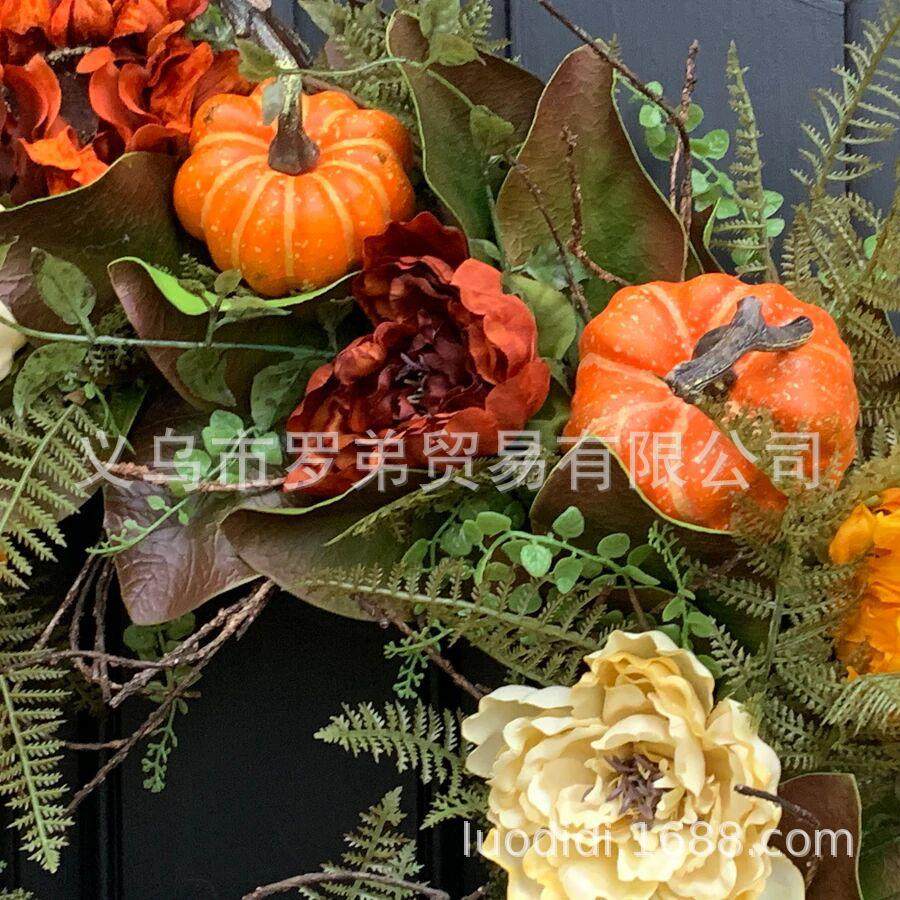 花新品仿真秋季感枫叶南瓜花环挂饰向日壁葵丰收环门挂MZX饰恩节,淘宝优惠券,粉丝福利购,淘宝优惠卷