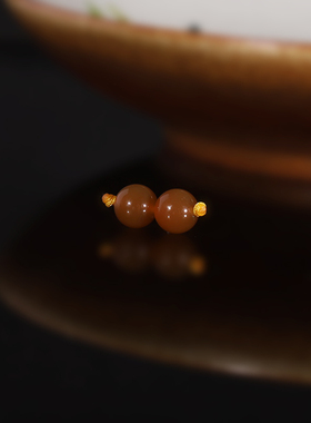 建廷天然新疆且末糖和田玉散珠6mm一对麦芽糖羊脂玉配珠圆珠隔珠