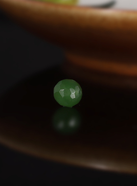 俄料碧玉无相珠散珠7.6mm 阳绿羊脂玉和田玉单珠隔珠配珠