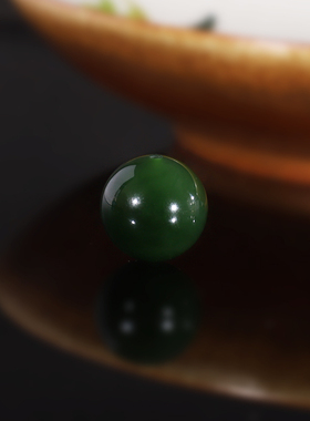 建廷天然俄料老坑碧玉散珠13mm 高货菠菜绿和田玉配珠隔珠单珠