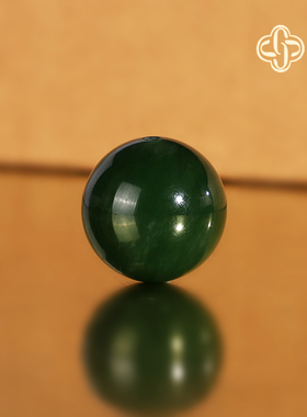 建廷天然俄料碧玉单珠16mm 老坑菠菜绿高货收藏和田玉散珠圆珠