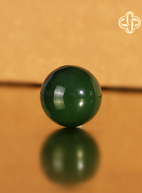 建廷天然俄料碧玉单珠14mm 老坑菠菜绿高货收藏和田玉散珠圆珠