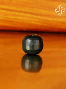 建廷和田玉塔青散珠老型无相珠9.5mm 细料墨碧DIY哑光配珠隔珠