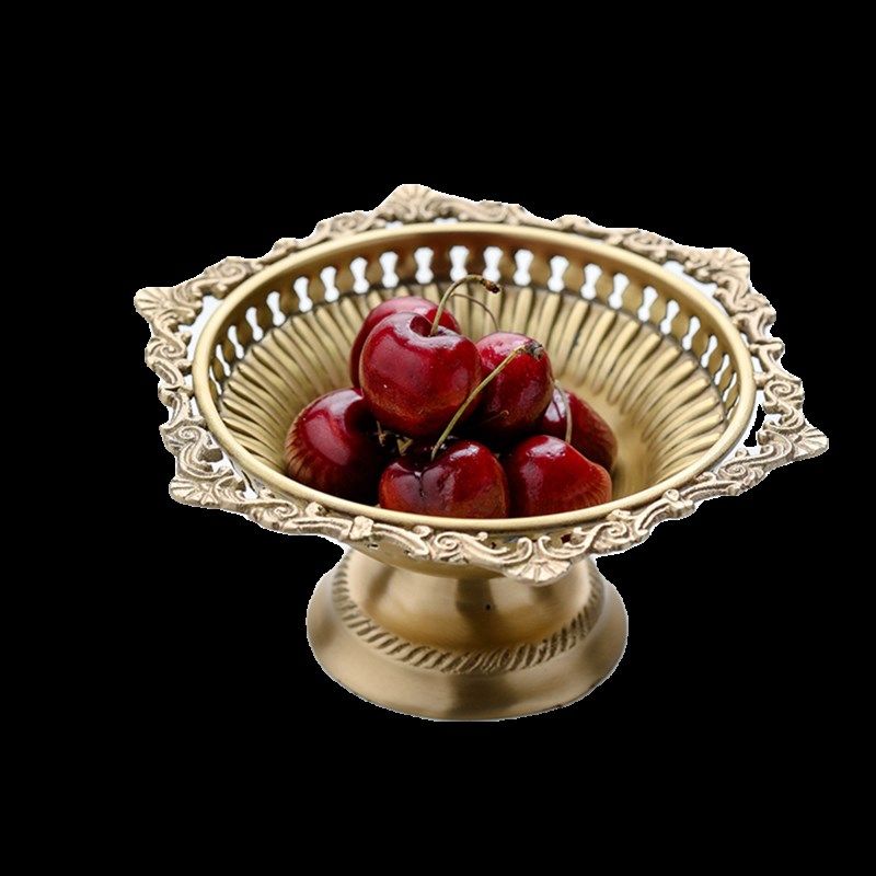 欧式创意浮雕镂空黄铜水果盘复古宫廷风I高脚收纳托盘家居装饰摆,淘宝优惠券,粉丝福利购,淘宝优惠卷