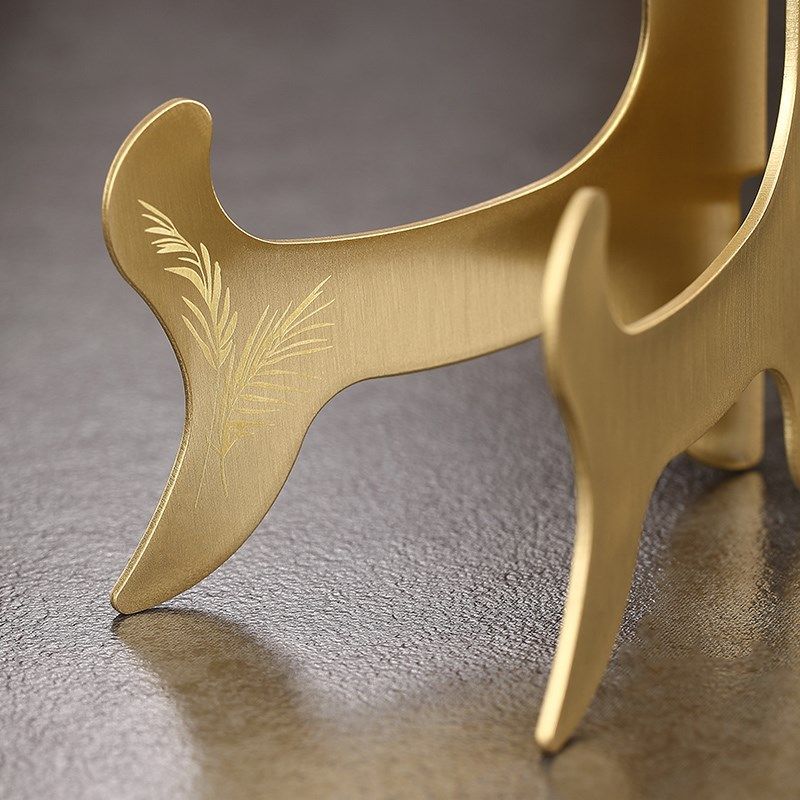 纯黄铜普洱茶架子茶饼架托架瓷盘摆件支架白茶叶V摆放展示架茶道,淘宝优惠券,粉丝福利购,淘宝优惠卷