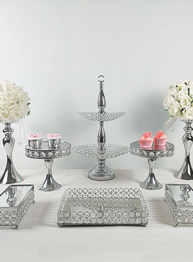 欧式跨境水晶是手工创意甜品台展示I架摆件甜点糕点托盘摆放
