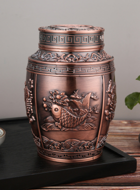 欧式茶叶罐密封精品高档小号便携铁罐家用高端装柿子中式摆件大